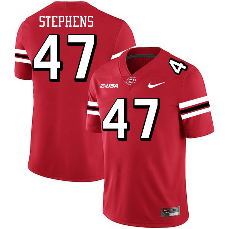 Western Kentucky Hilltoppers #47 Riley Stephens College Football Jerseys Stitched-Red